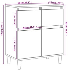 Συρταριέρα Sonoma Δρυς 60x35x70 εκ. Επεξεργασμένο Ξύλο - Καφέ