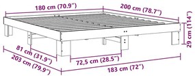 Πλαίσιο κρεβατιού χωρίς στρώμα 180x200 cm μασίφ ξύλο δρυς - Καφέ