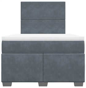 vidaXL Κρεβάτι Boxspring με Στρώμα Σκούρο Γκρι 120x200 εκ. Βελούδινο