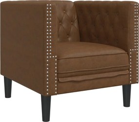 vidaXL Πολυθρόνα Chesterfield Καφέ από Συνθετικό Καστόρι
