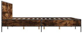 vidaXL Πλαίσιο Κρεβατιού Καπνιστή Δρυς 180x200εκ. Επεξ. Ξύλο & Μέταλλο