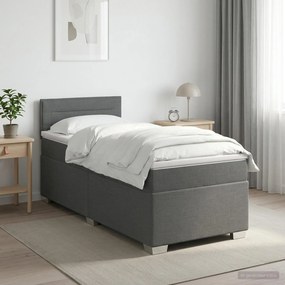 vidaXL Κρεβάτι box spring με στρώμα Σκούρο Γκρι 90 x 190εκ. Ύφασμα