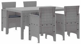 vidaXL Σέτ φαγητού για κήπο 5 pcs Ανοιχτό γκρι Rattan Polt