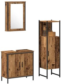 vidaXL Σετ Επίπλων Μπάνιου με πόρτα 3 pcs Καφέ 33 x 33 x 120.5 εκ.