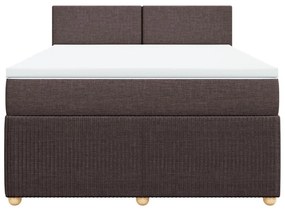 Κρεβάτι Boxspring με Στρώμα Σκούρο Καφέ 160x200 εκ Υφασμάτινο - Καφέ