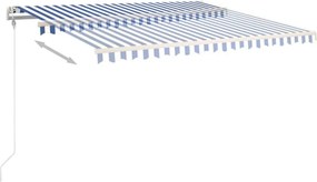 vidaXL Τέντα Συρόμενη Αυτόματη Μπλε / Λευκό 450 x 350 εκ.