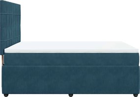 vidaXL Κρεβάτι Boxspring με Στρώμα Μπλε 140x190 εκ. Βελούδινο