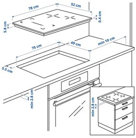 ROGESTAD επαγωγική εστία/IKEA 500, 78 cm 705.595.13