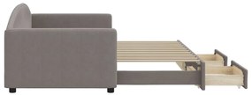 vidaXL Καναπές Κρεβάτι Συρόμενος Taupe 90x200 εκ. Ύφασμα &amp; Συρτάρια
