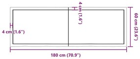 Ράφι Τοίχου Ανοιχτό Καφέ 180x60x(2-6)εκ. Επεξ. Μασίφ Ξύλο Δρυός - Καφέ