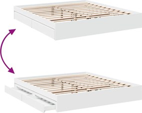 vidaXL Πλαίσιο Κρεβατιού με Συρτάρια Χωρίς Στρώμα Λευκό 200x200 εκ.