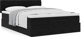 vidaXL Οθωμανικό κρεβάτι με στρώμα Μαύρο 140x190cm Βελούδο