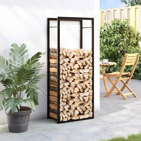 vidaXL Ραφιέρα Καυσόξυλων Ματ Μαύρο 50x28x132 εκ. Ατσάλι
