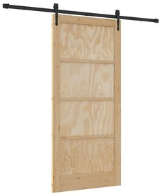 vidaXL Συρόμενη Πόρτα Χειροκίνητος Καφέ 93 x 202 cm Μασίφ ξύλο πεύκου