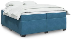 vidaXL Κρεβάτι Boxspring με Στρώμα Σκούρο Μπλε 200x200 εκ. Βελούδινο