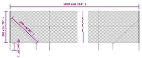 vidaXL Συρματόπλεγμα Περίφραξης Ανθρακί 2 x 10 μ. με Καρφωτές Βάσεις