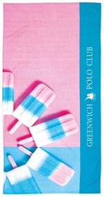 Πετσέτα Θαλάσσης Παιδική 3721 Pink-Blue-Mint Greenwich Polo Club Beach 70x140cm 100% Βαμβάκι