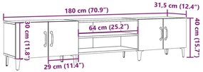 Έπιπλο Τηλεόρασης Αρτισιανή Δρυς 180x31,5x40εκ Επεξ. Ξύλο - Καφέ