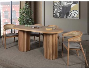 Τραπεζαρία Danyi (Σετ 5Τμχ) 117FRF1276 170x90x75cm Natural Four Seater Wood, Fabric