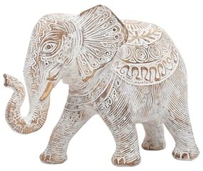 Διακοσμητικό Αντικείμενο Elephant 276-223-005 18x8x13cm White-Gold Πολυρεσίνη