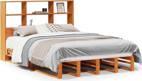 vidaXL Κρεβάτι Βιβλιοθήκη Χωρίς Στρώμα Καφέ 150x200 εκ Μασίφ Πεύκο