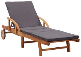 vidaXL Ξαπλώστρα από Μασίφ Ξύλο Ακακίας με Μαξιλάρι