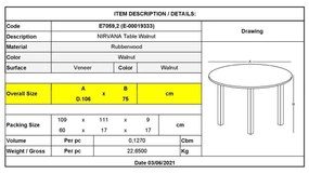 Τραπέζι Φ106 NIRVANA Καρυδί
