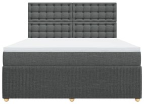 Κρεβάτι Boxspring με Στρώμα Σκούρο Γκρι 180x200 εκ Υφασμάτιν - Γκρι