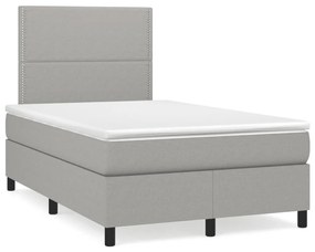 Κρεβάτι Boxspring με Στρώμα Ανοιχτό Γκρι 120x190 εκ. Υφασμάτινο - Γκρι