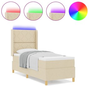 vidaXL Κρεβάτι με Στρώμα και LED Κρεμ 80x200 εκ. Υφάσματος