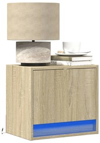 Κομοδίνο Επιτοίχιο με Φώτα LED Sonoma Δρυς