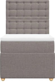 vidaXL Κρεβάτι Boxspring με Στρώμα Taupe 90x200 εκ. Υφασμάτινο