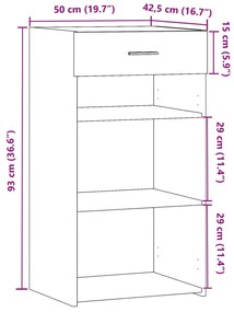 Ντουλάπι Γκρι Sonoma 50x42,5x93 εκ. από Επεξεργασμένο Ξύλο - Γκρι