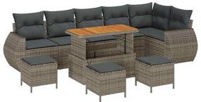 vidaXL Σετ Καναπέ Κήπου με μαξιλάρι 10 pcs Γκρι 110 x 55 x 71 εκ