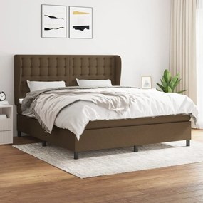 Κρεβάτι Boxspring με Στρώμα Σκούρο Καφέ 180x200 εκ Υφασμάτινο - Καφέ