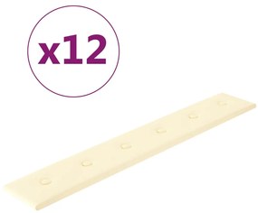 vidaXL Πάνελ Τοίχου 12 τεμ. Κρεμ 90 x 15 εκ. 1,62 μ² Συνθετικό Δέρμα