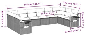 vidaXL Σετ Καναπέ Κήπου 10 τεμ. Μπεζ Συνθετικό Ρατάν με Μαξιλάρια