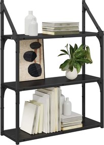 vidaXL Ράφι Τοίχου Επιτοίχιο Μαύρη Οξυά 60 x 21 x 78,5 cm