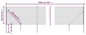 Συρματόπλεγμα Περίφραξης Ασημί 1 x 10 μ. με Καρφωτές Βάσεις - Ασήμι