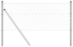 vidaXL Φράκτης από αλυσίδα με στύλους Ασημί 0.8 x 25 m Ατσάλι
