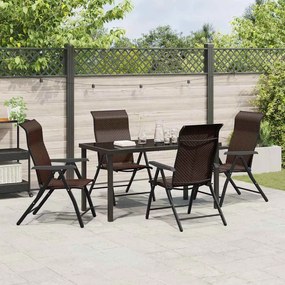 vidaXL Σέτ φαγητού για κήπο Ρυθμιζόμενο ύψος 5 pcs Καφέ Πολυ ράταν
