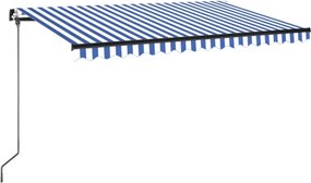 vidaXL Τέντα Συρόμενη Χειροκίνητη Μπλε / Λευκό 400 x 350 εκ.