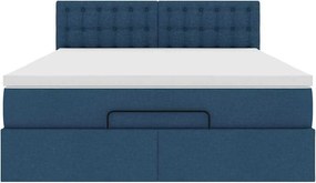 vidaXL Οθωμανικό κρεβάτι με στρώμα μπλε 140x200cm ύφασμα