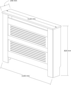 Κάλυμμα Καλοριφέρ Καρυδί / Λευκό PROICRE 112x19x82