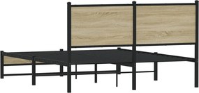 vidaXL Σκελετός Κρεβ. Χωρίς Στρώμα Sonoma Δρυς 150x200 εκ. Μεταλλικό