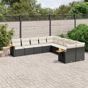 vidaXL Patio Sofa Set 10-θέσια Black and Cream