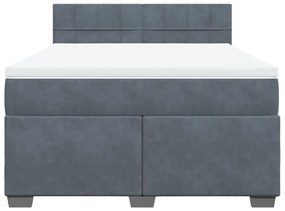 vidaXL Κρεβάτι Boxspring με Στρώμα Σκούρο Γκρι 140x190 εκ. Βελούδινο