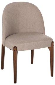 DINING CHAIR RAMMER  RUBBERWOOD IN WALNUT-ECRU FABRIC 57x55x86Hcm.