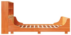 vidaXL Κρεβάτι Βιβλιοθήκη Χωρίς Στρώμα Καφέ 135x190 εκ Μασίφ Πεύκο