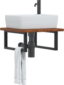 vidaXL Ράφι Νιπτήρα Τοίχου από Ατσάλι / Μασίφ Ξύλο Δρυός